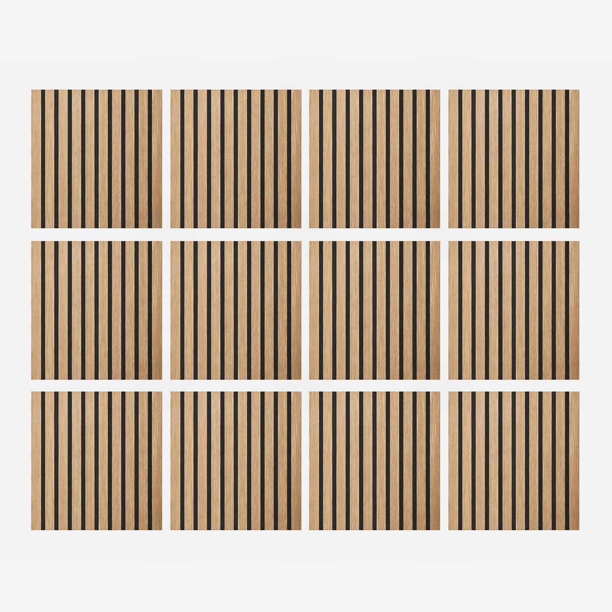Pannello fonoassorbente a doghe effetto legno 12pz 60x60 cm