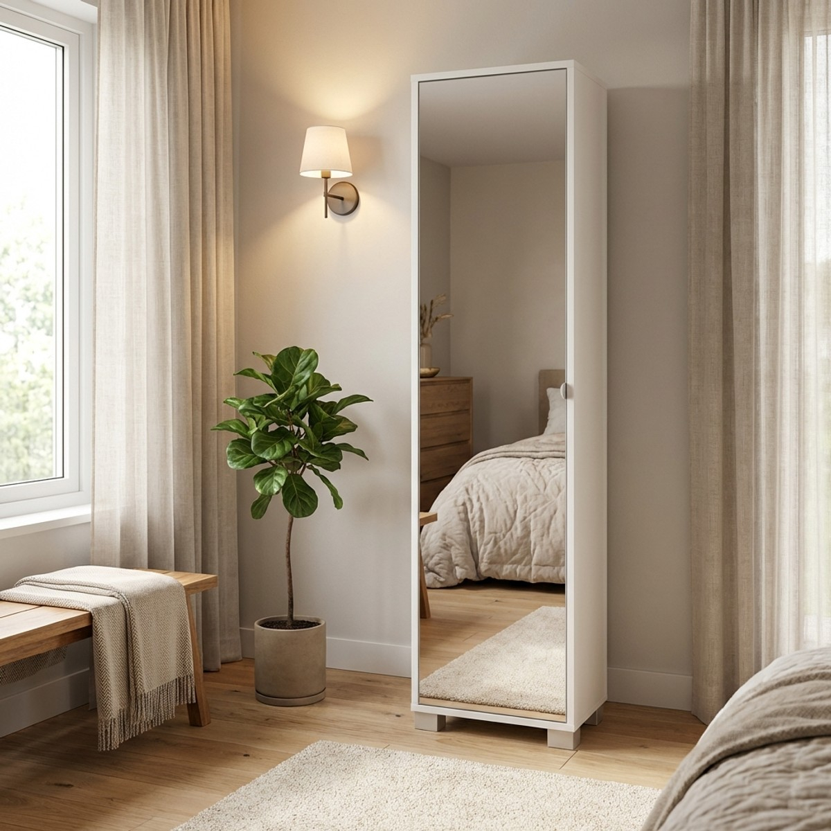 Hochschrank mit Spiegeltür, 4 verstellbare Ablagen Beck