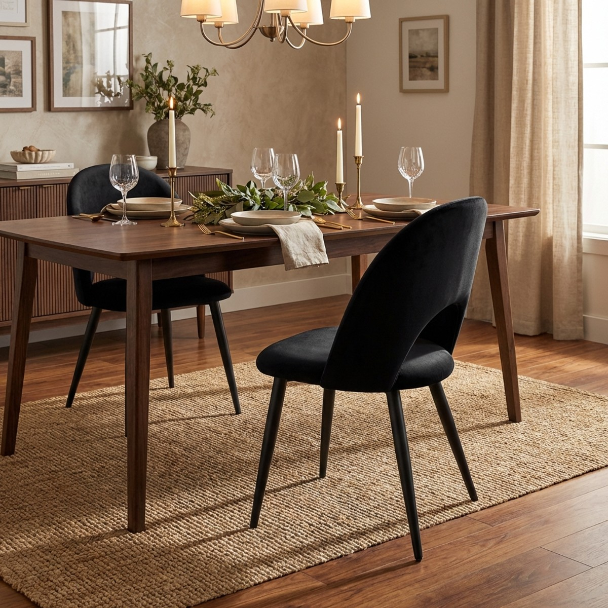 Set aus 4 modernen Design-Küchenstühlen aus Samt Bounty