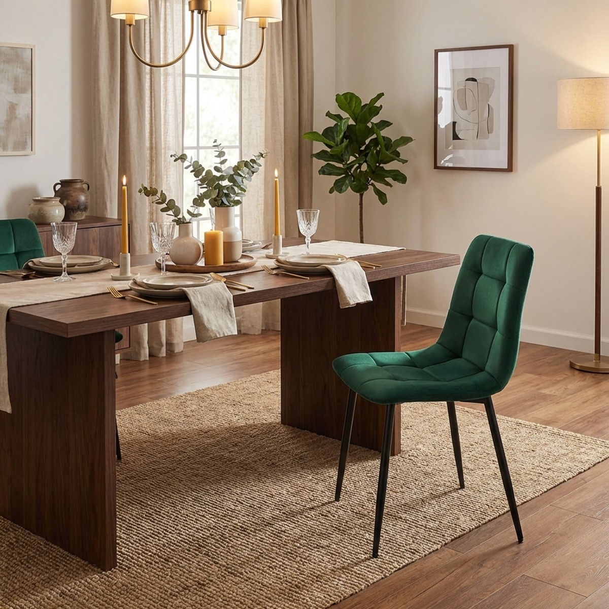 Wohnzimmer- Küchenstühle 4er Set gesteppt Samt Corfù