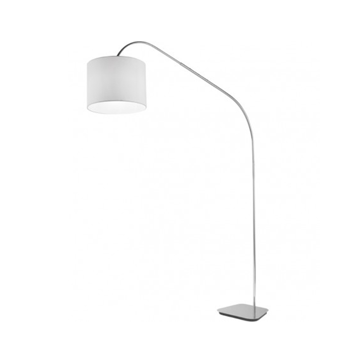 Lampadaire Métal Poli Abat-jour Tissu Blanc Chrome 161 Cm - 1x E27