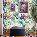 Papier peint tropical fleuri premium pour intérieur Tropicale Blue