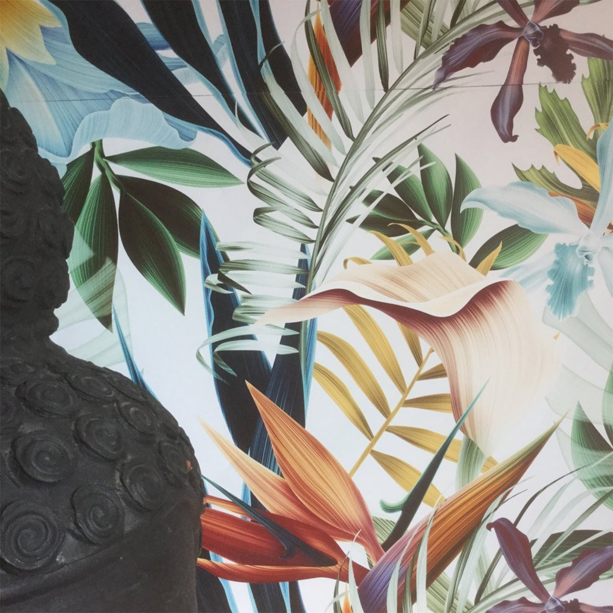 Papier peint tropical fleuri premium pour intérieur Tropicale Blue
