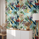 Papier peint tropical fleuri premium pour intérieur Tropicale Blue