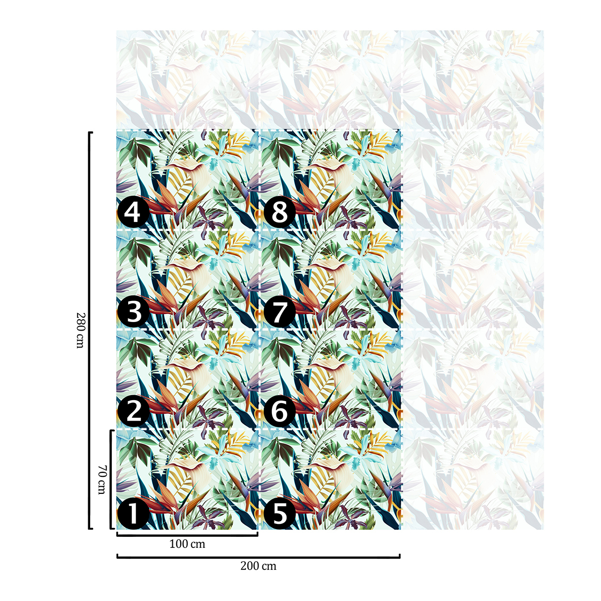 Papier peint tropical fleuri premium pour intérieur Tropicale Blue