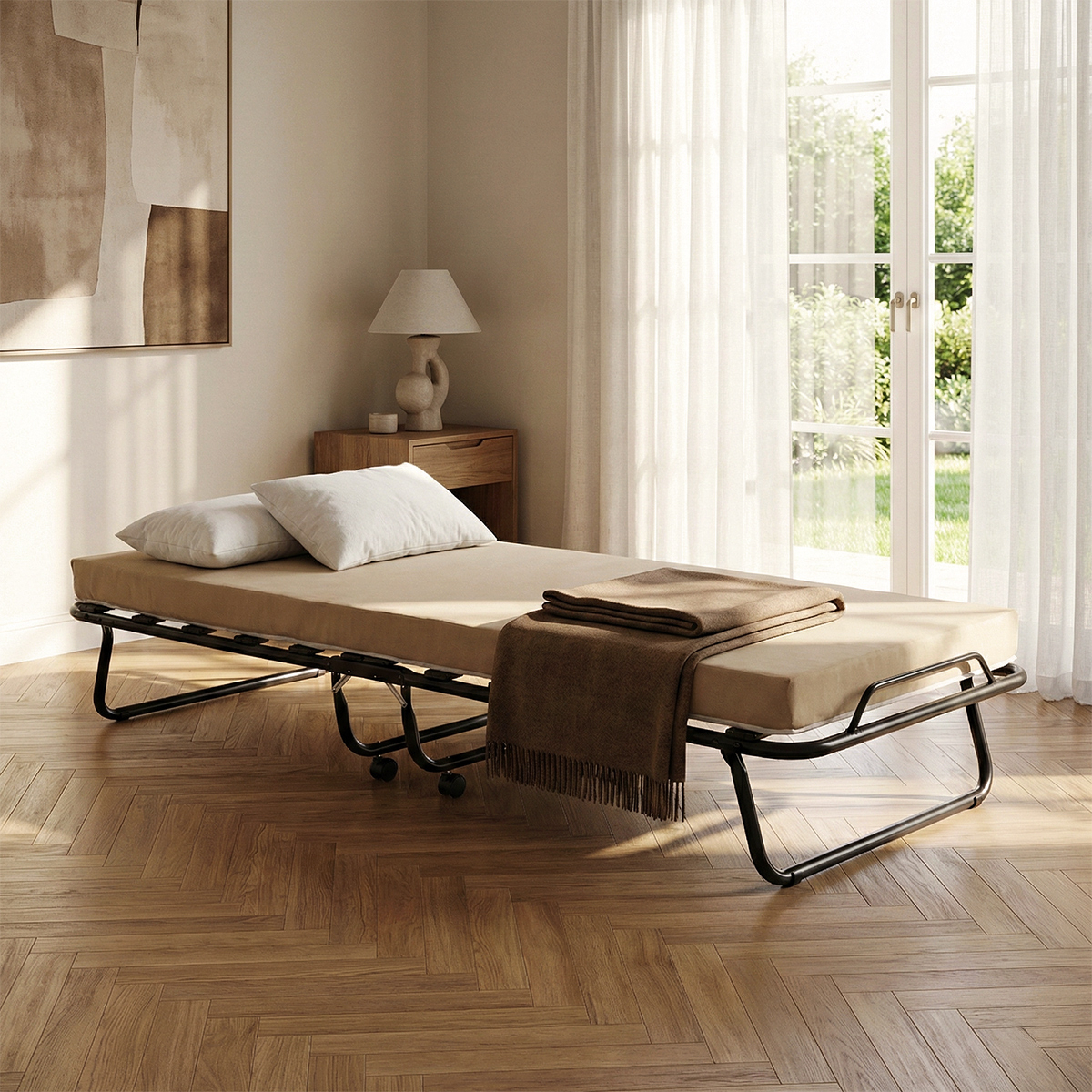 Klappbett mit Radmatratze und Lamellen 80x180 Ares