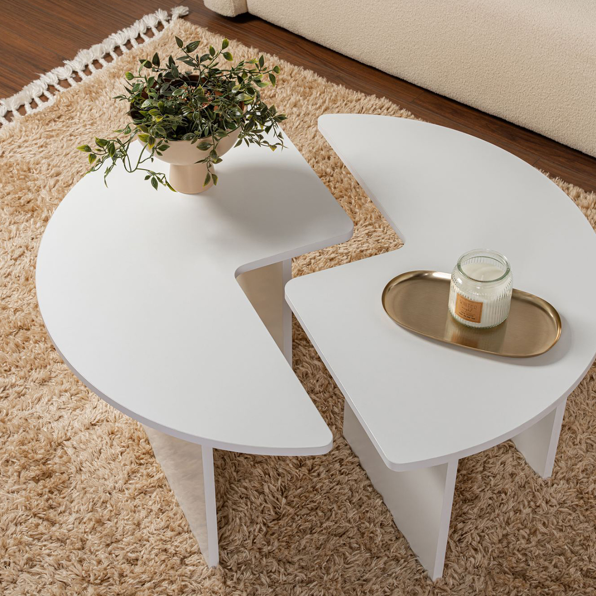Table basse ronde en bois mélaminé Moira