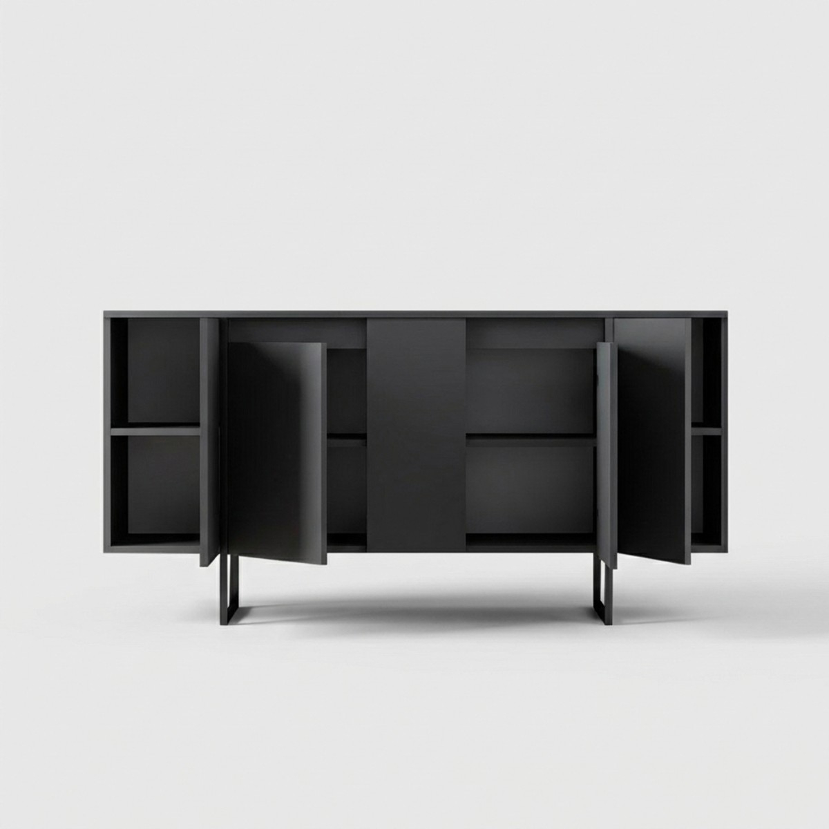 Moderne Anrichte aus Melaminholz mit Metallbeinen Luxe Anthrazit