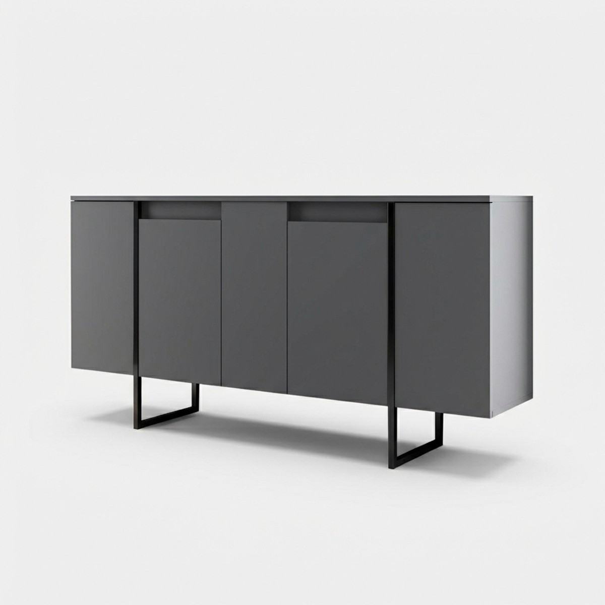 Moderne Anrichte aus Melaminholz mit Metallbeinen Luxe Anthrazit