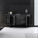 Moderne Anrichte aus Melaminholz mit Metallbeinen Luxe Anthrazit