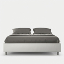 Cama matrimonial acolchada de piel sintética blanca 160x190 Azelia