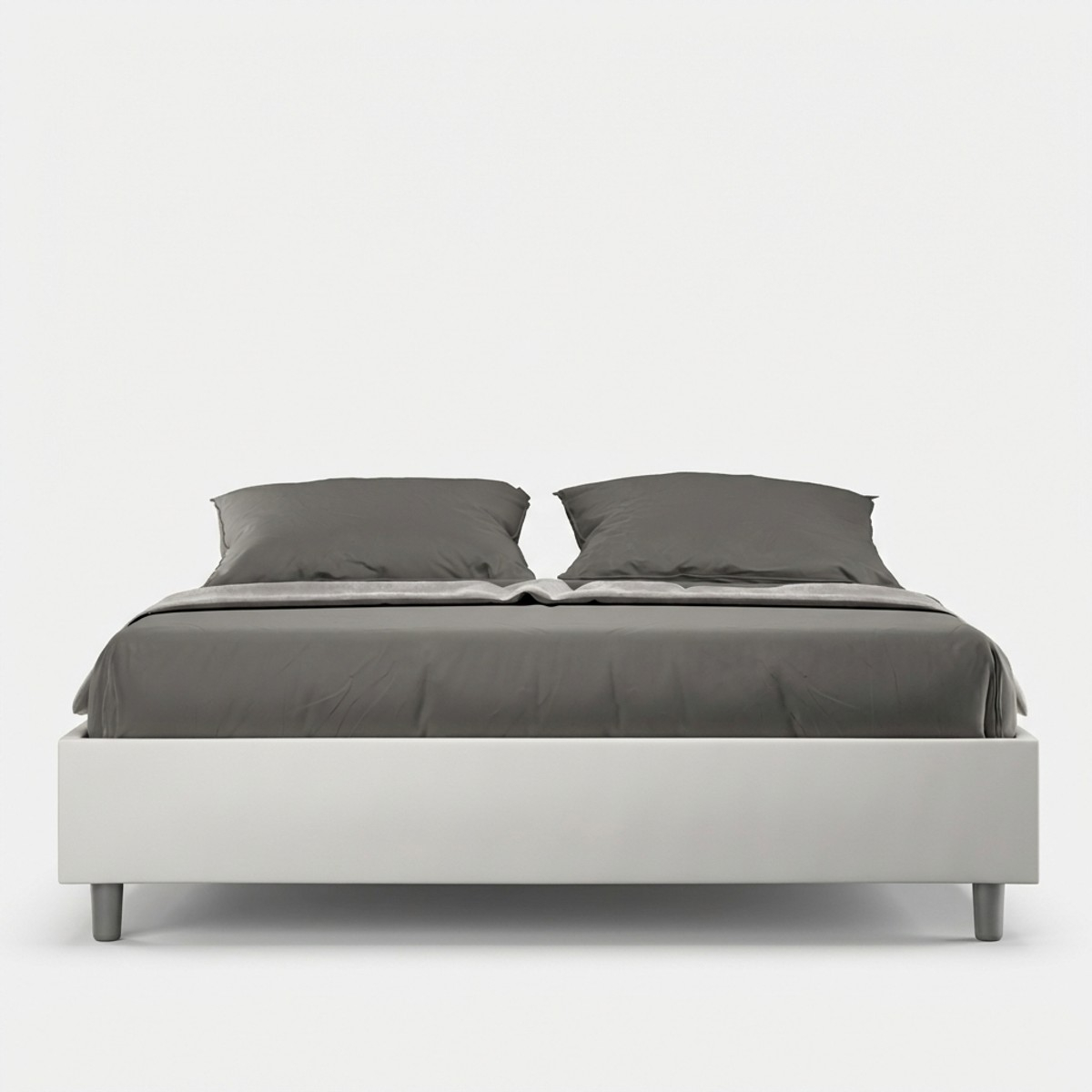 Cama matrimonial acolchada de piel sintética blanca 160x190 Azelia