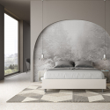 Cama matrimonial acolchada de piel sintética blanca 160x190 Azelia