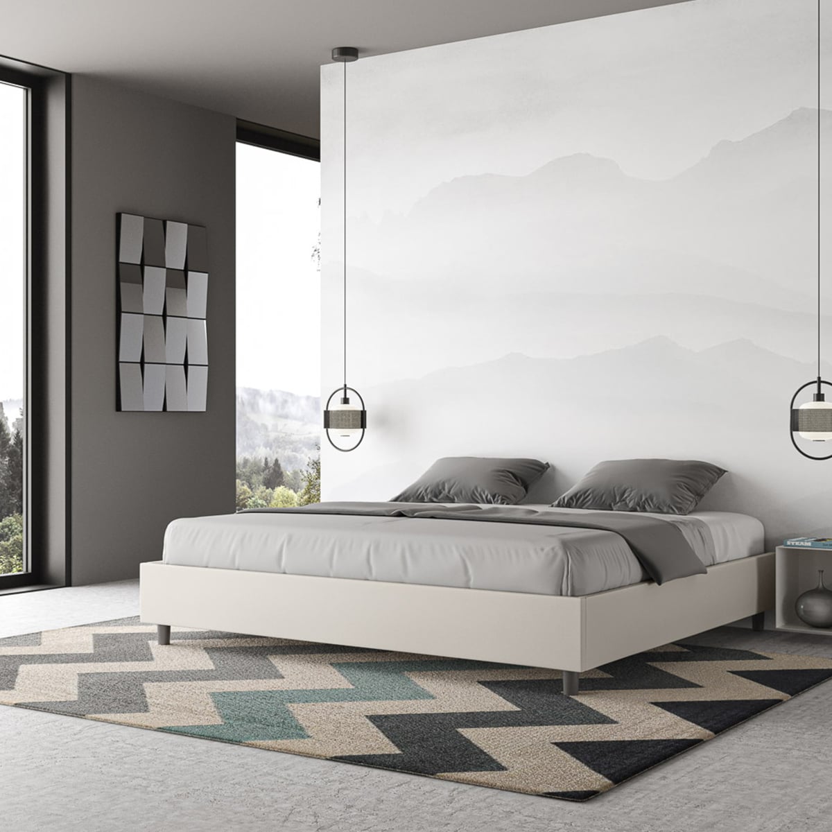 Letto matrimoniale contenitore 180x200 sommier king size Azelia K