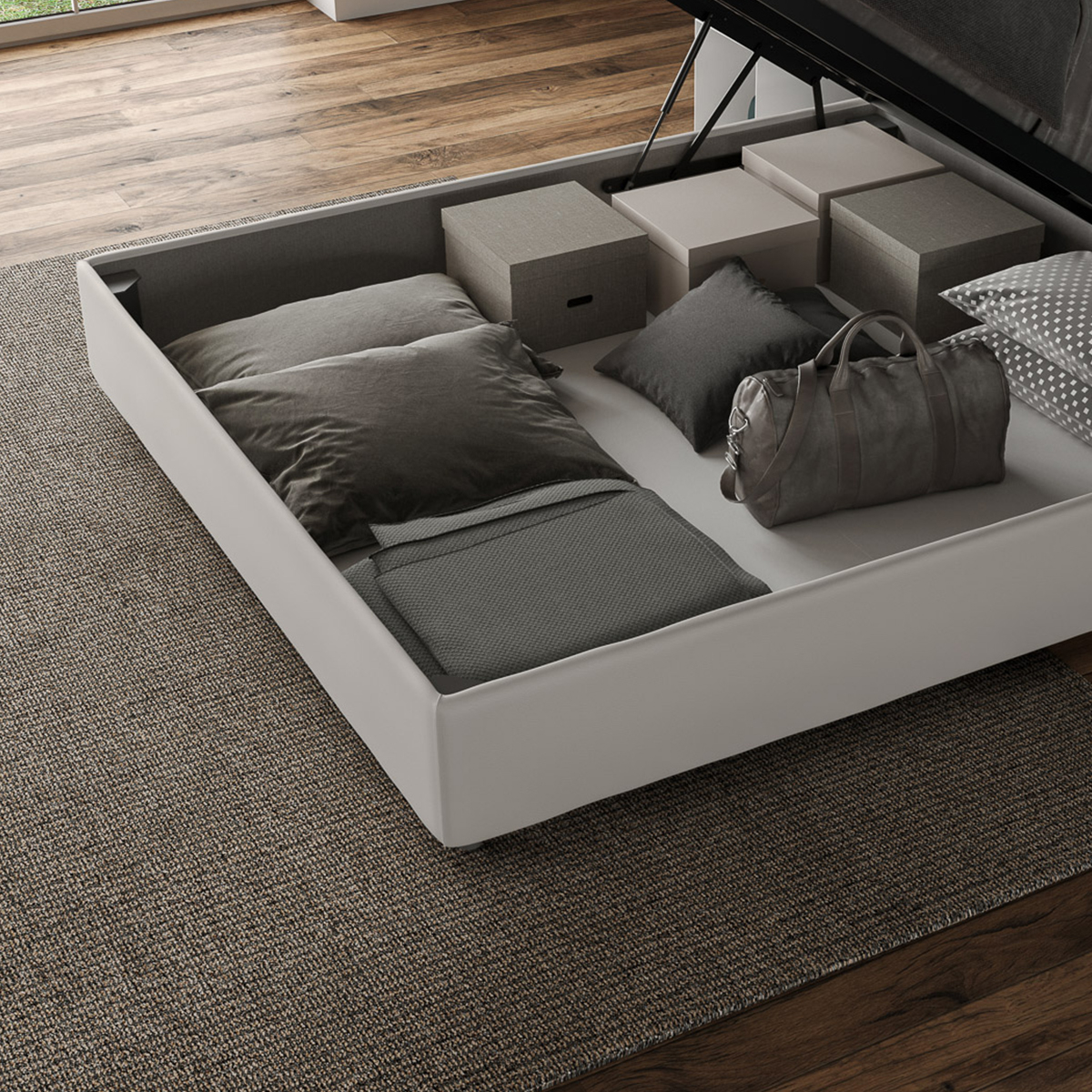Letto matrimoniale 160x200 contenitore camera moderno Agueda M1