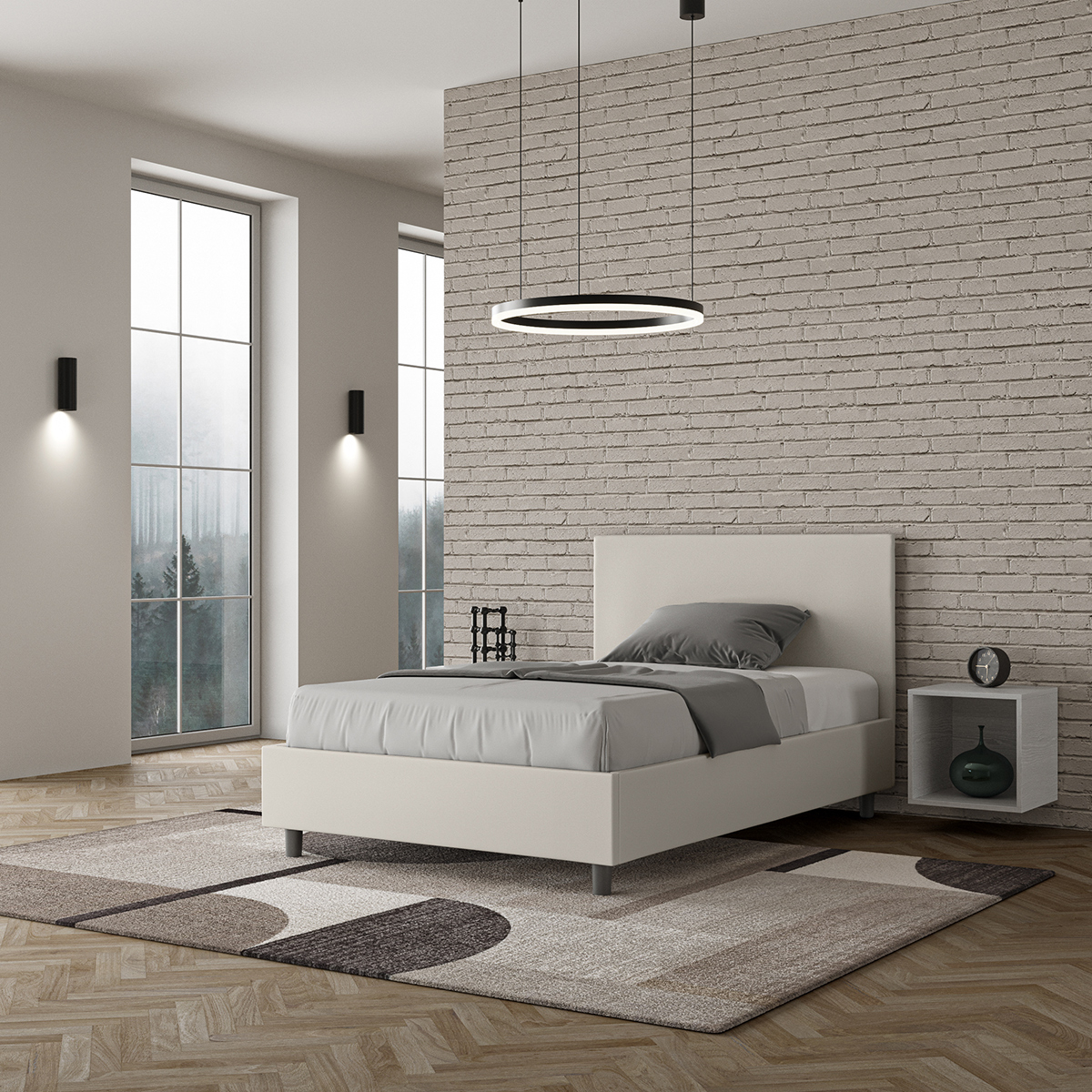 Letto piazza e mezza francese contenitore 120x200 similpelle Adele P1