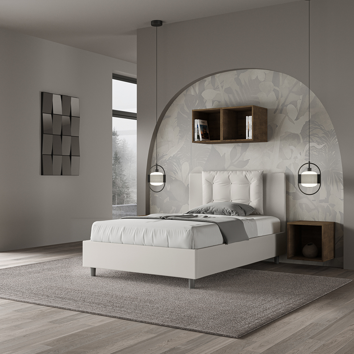 Letto piazza e mezza francese contenitore 120x200 imbottito Annalisa P1