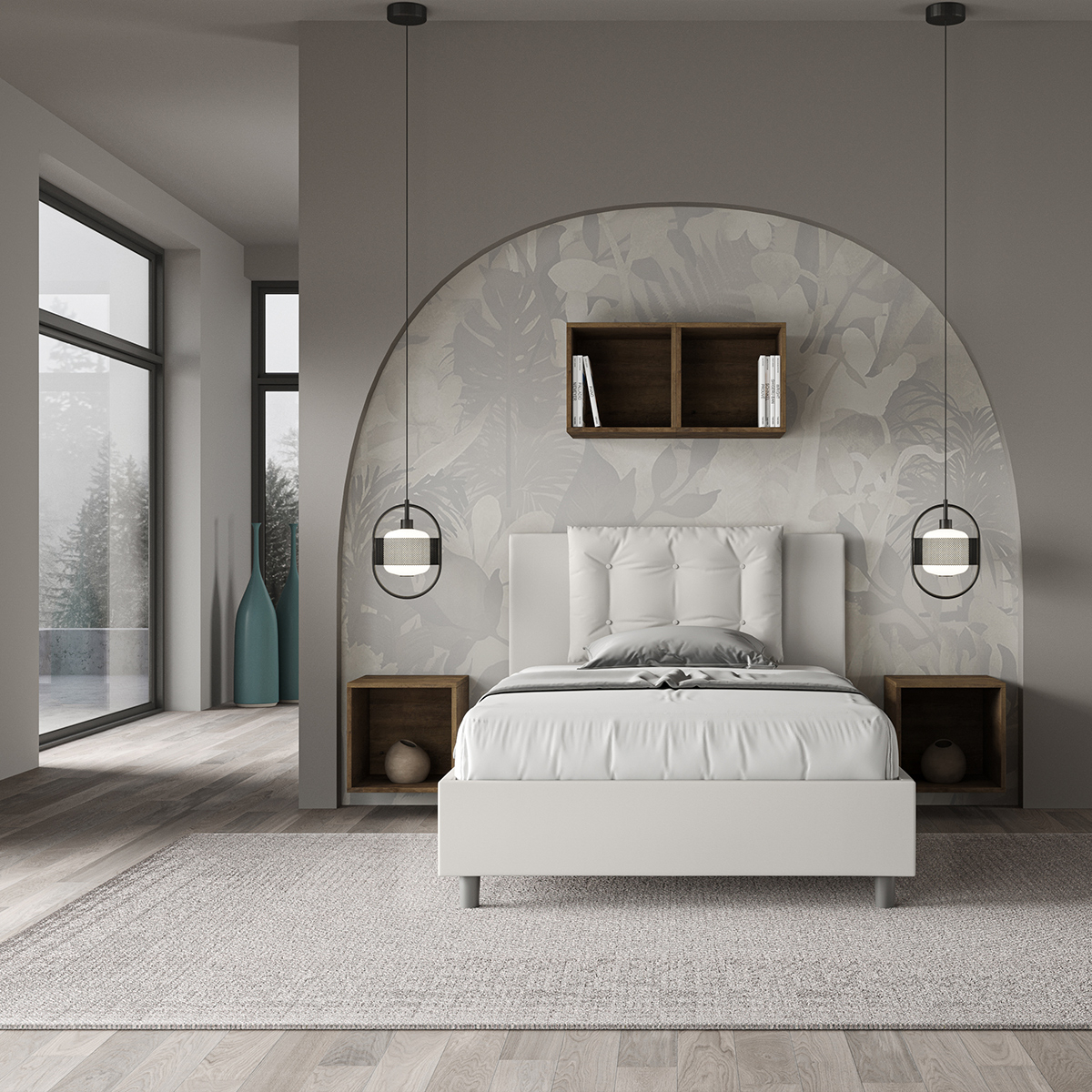 Letto piazza e mezza francese contenitore 120x200 imbottito Annalisa P1