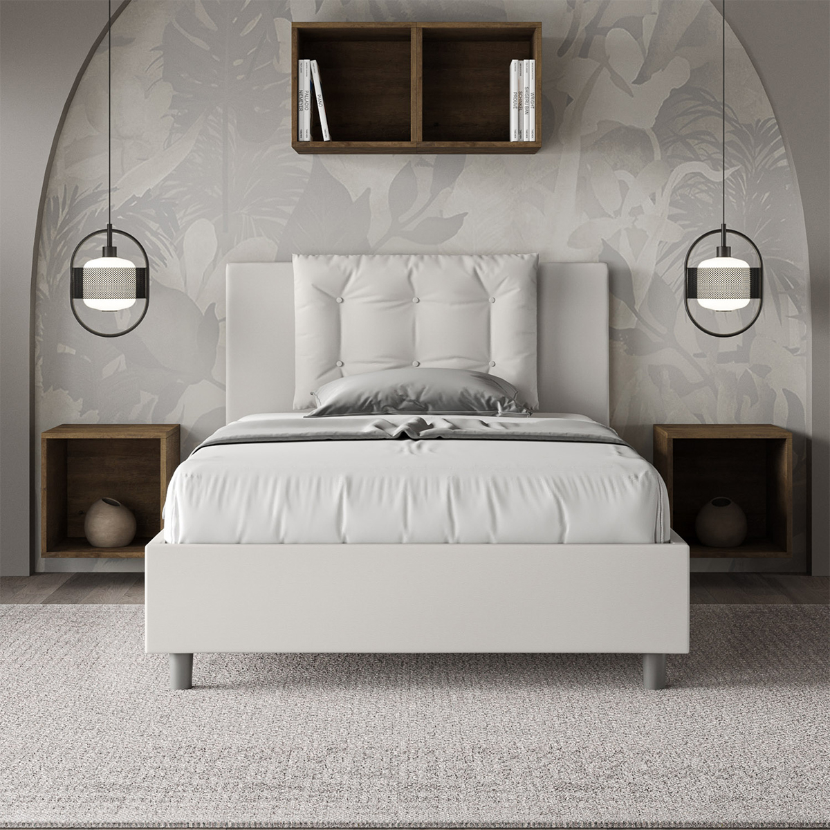 Letto piazza e mezza francese contenitore 120x200 imbottito Annalisa P1