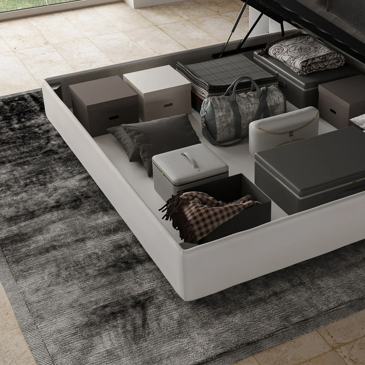 Cama doble container 160x200 cabecero con cojines Appia M1
