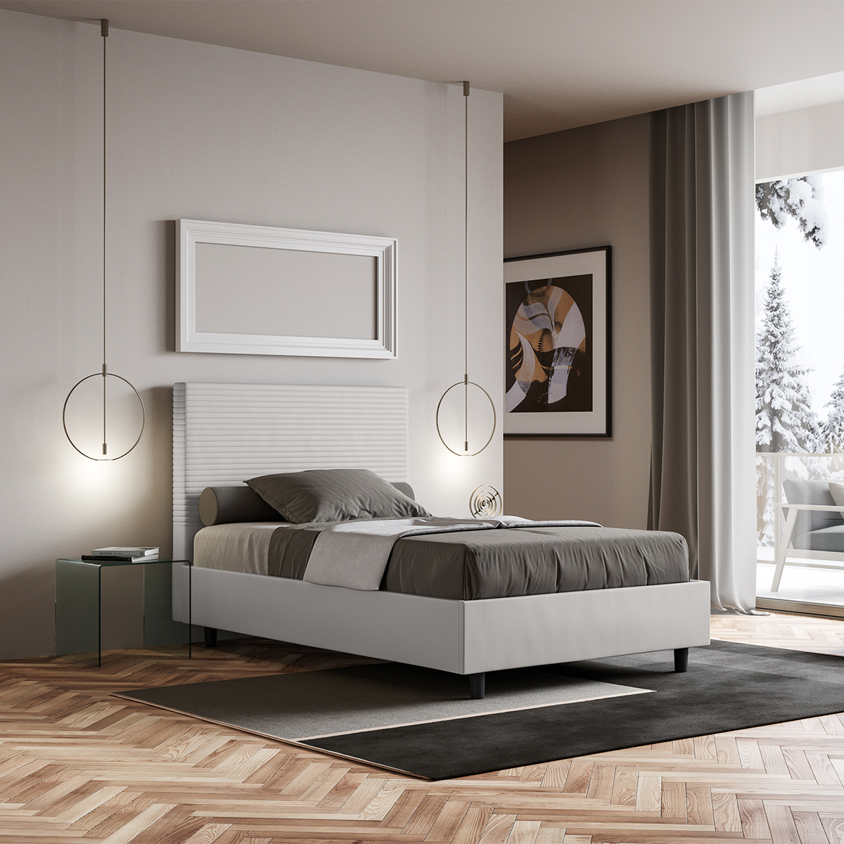 Letto francese contenitore 140x200 piazza e mezza similpelle Focus F