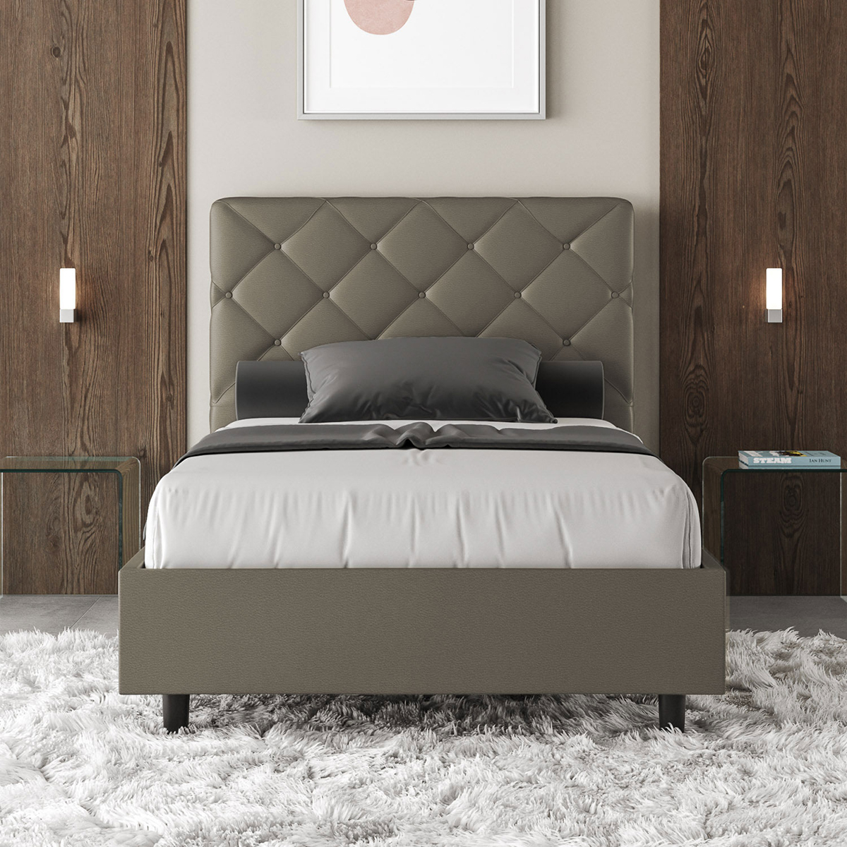 Cama y media 120x200 cuadrada y diseño contenedor Priya P1