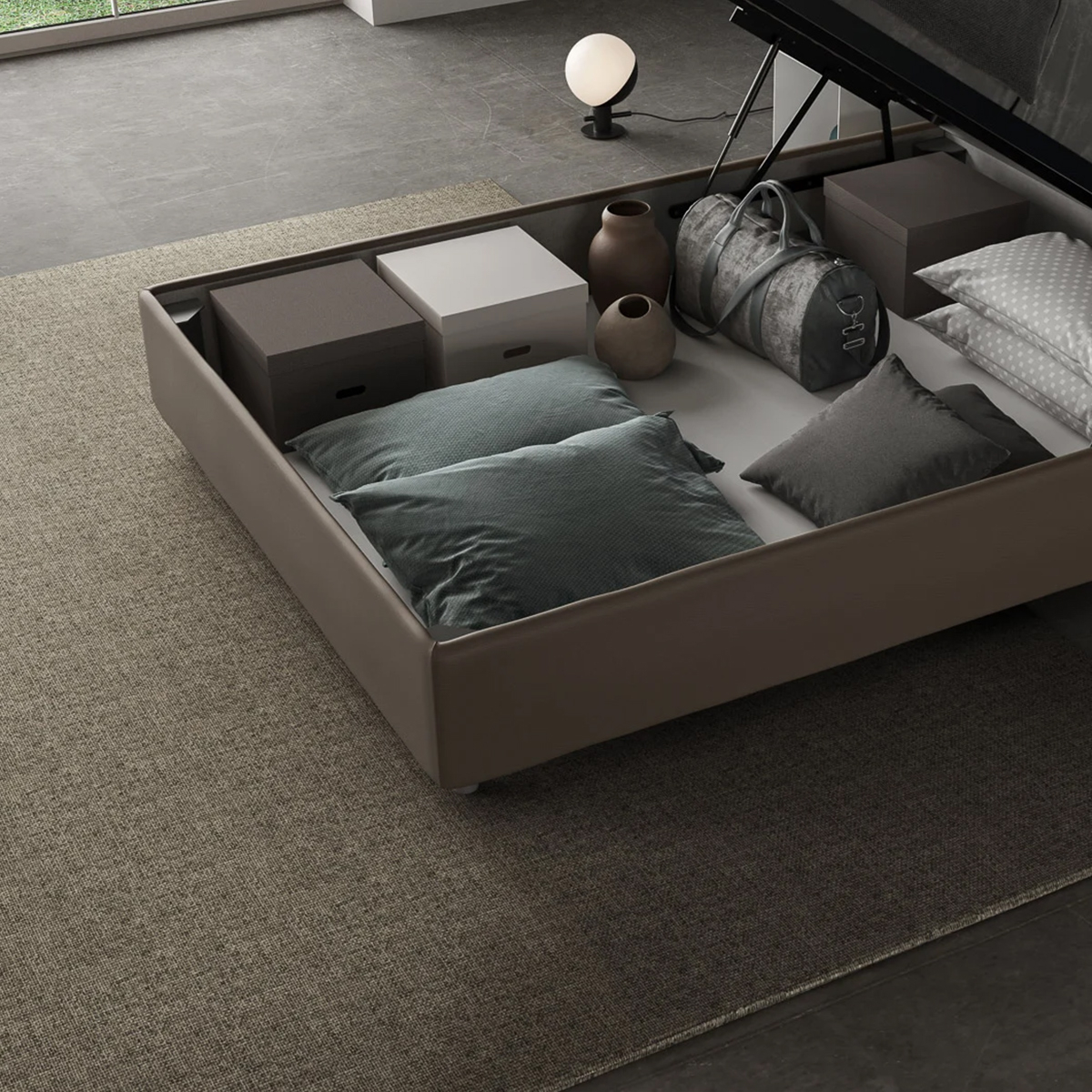 Letto piazza e mezza imbottito 120x200 francese contenitore Priya P1