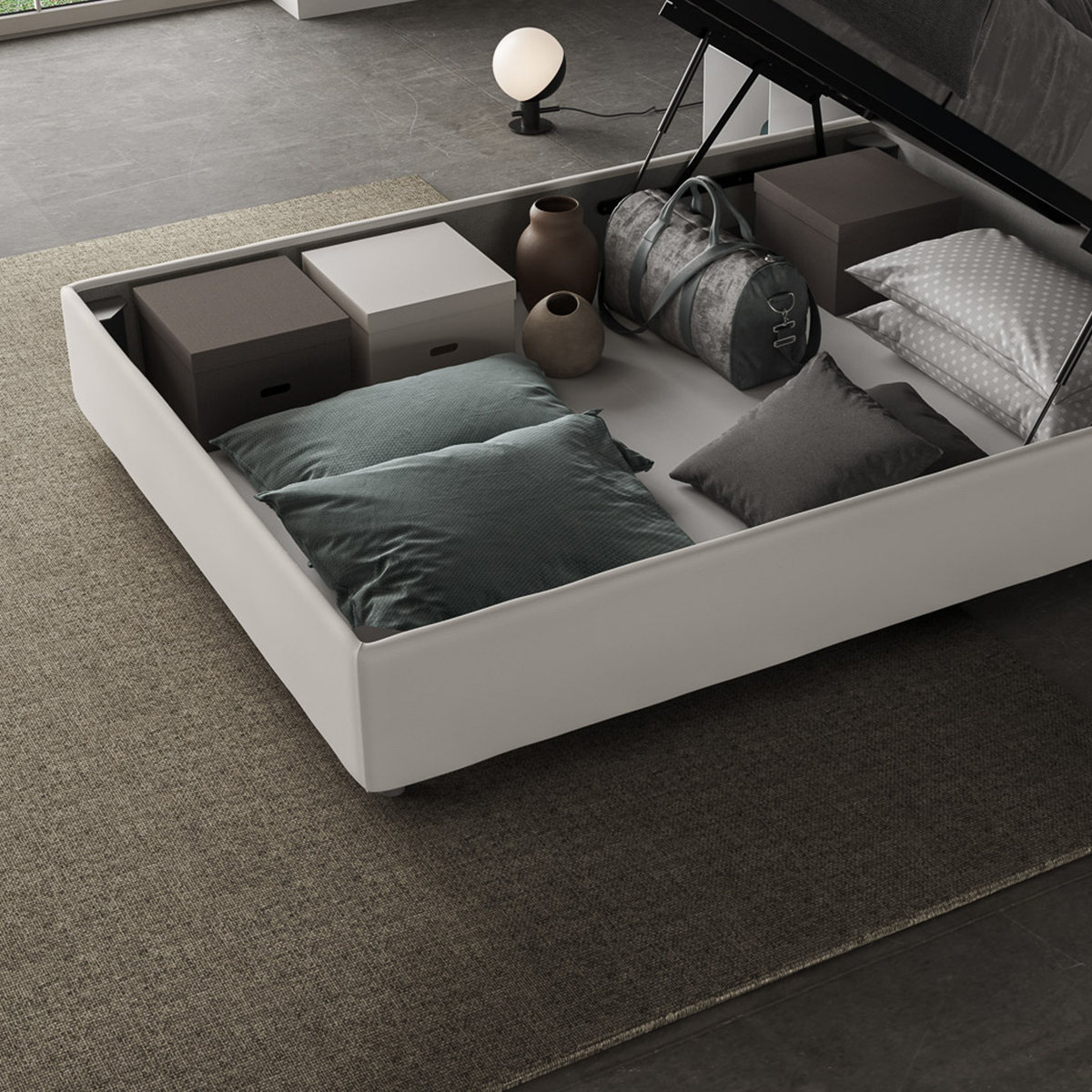 Cama francesa y medio contenedor 120x200 símil piel Goya P1