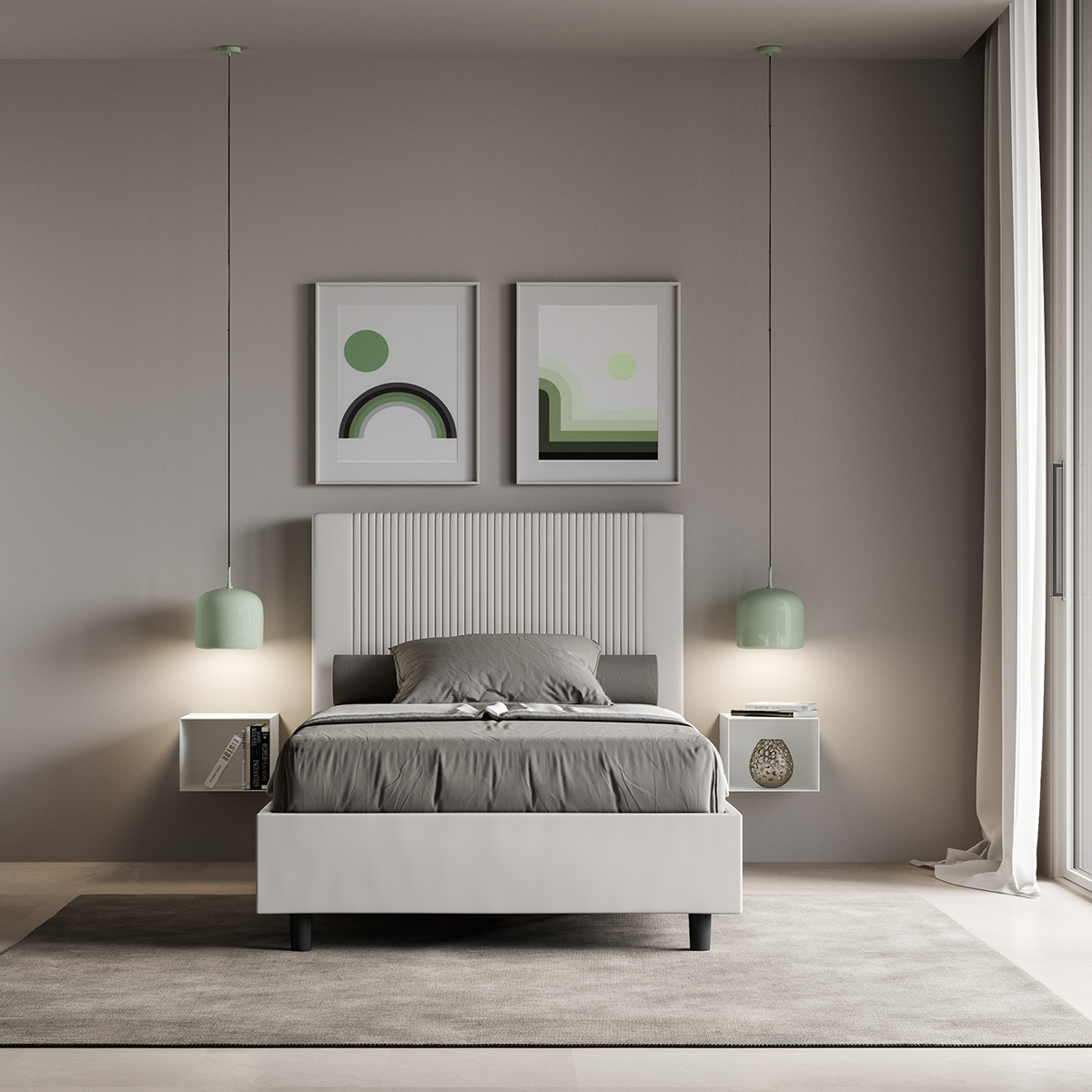 Cama francesa y medio contenedor 120x200 símil piel Goya P1