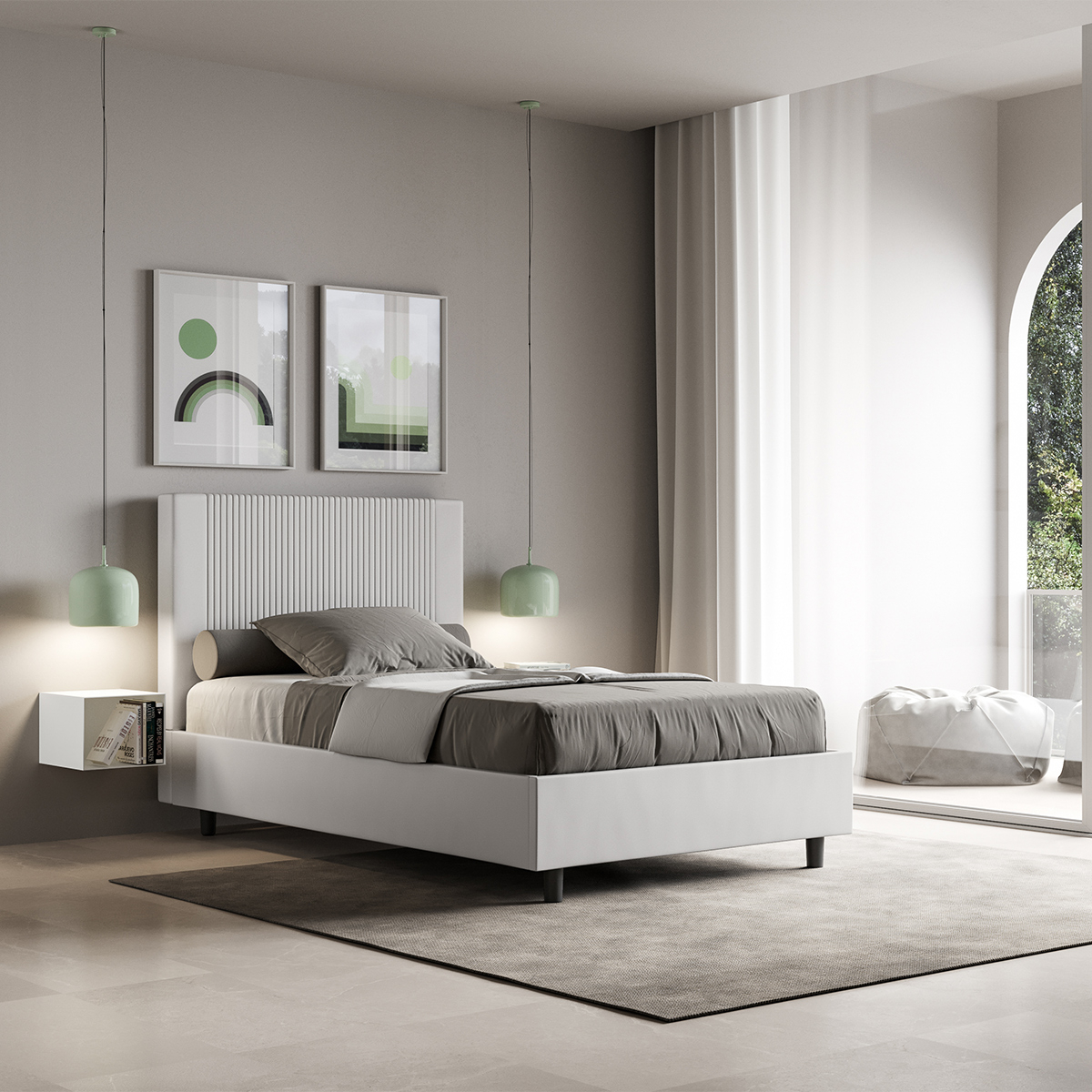 Letto francese contenitore 140x200 piazza e mezza similpelle Goya F