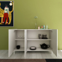 Solaria Minimalistische Anrichte mit 3 Türen, Wohnzimmer/Esszimmer/Flur, 130x40x84 cm