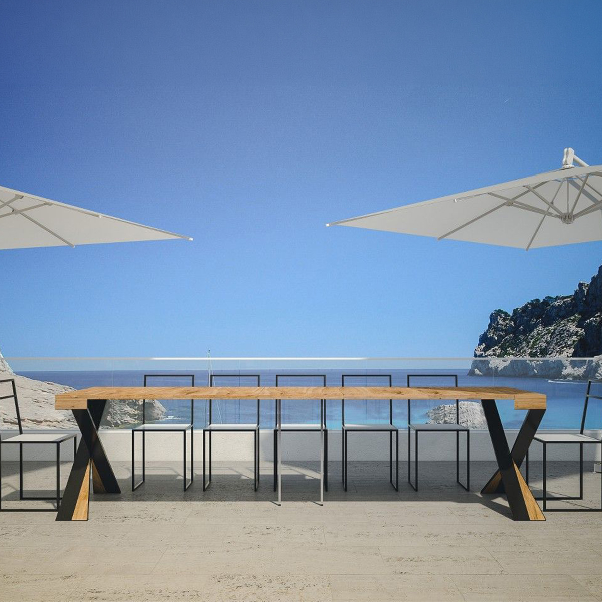 Console extensible 90x40-300 cm table en bois design moderne Diago Fir