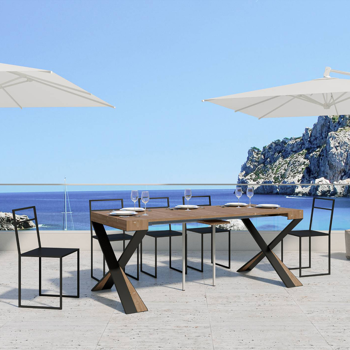 Console extensible 90x40-300 cm table en bois design moderne Diago Fir