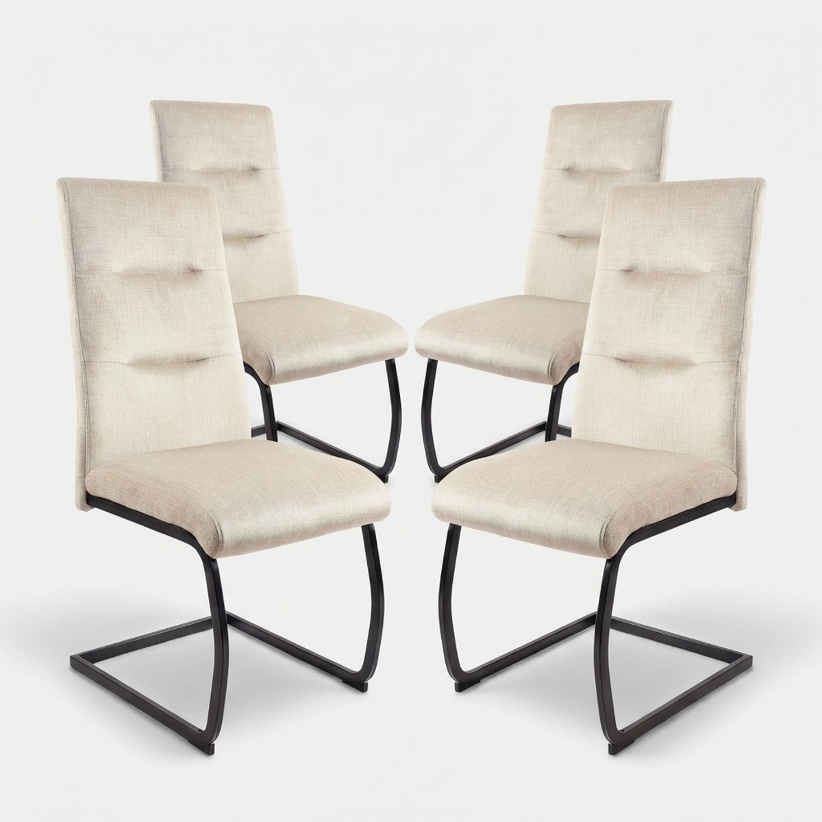 Set 4 sedie moderne in tessuto e metallo design Rivéa