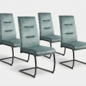 4er-Set moderne Stühle aus Stoff und Metall, Design Rivéa