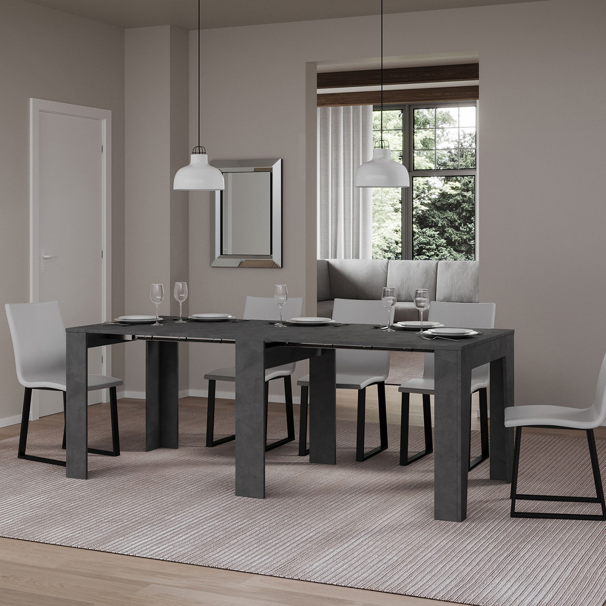 Verlängerbarer Konsolentisch für Küche oder Eingangsbereich, modernes Design, 90×25-181 Narrow