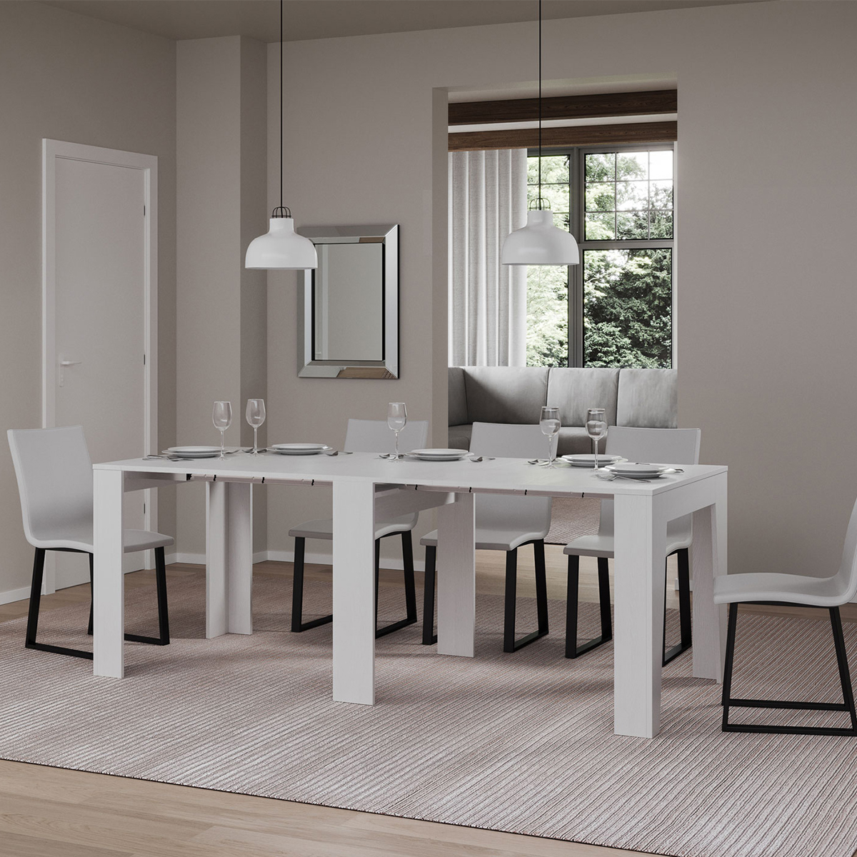 Verlängerbarer Konsolentisch für Küche oder Eingangsbereich, modernes Design, 90×25-181 Narrow