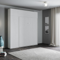 Letto a scomparsa francese con colonna e pensili bianco Kentaro