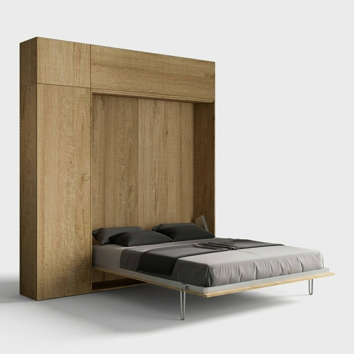 Cama abatible doble 160x190cm con columna y armarios Kentaro