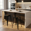 tabouret de bar et cuisine avec dossier en métal design industriel style steel back