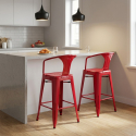 taburete diseño industrial para bar y cocina, con respaldo de metal estilo steel back