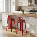 taburete alto de diseño industrial de metal y madera, para barra y cocina steel wood top