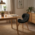 Nordic Design Stuhl Holzbeine Stoff Küche Bar Restaurant Whale