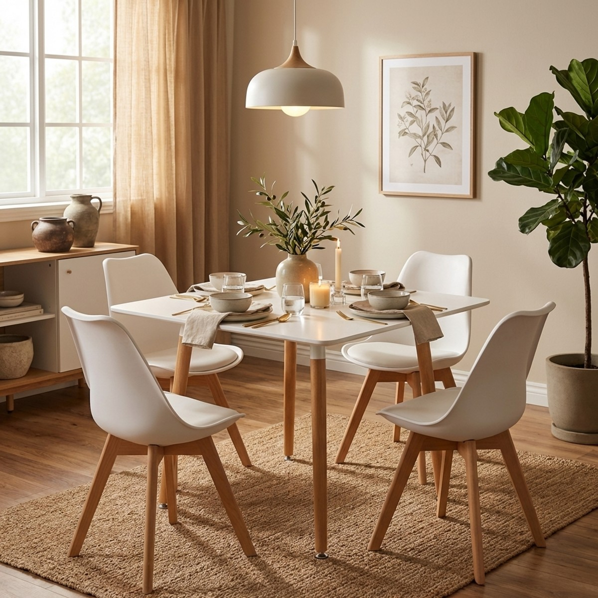 Table de cuisine bar restaurant carrée 80x80 en bois design nordique Fern