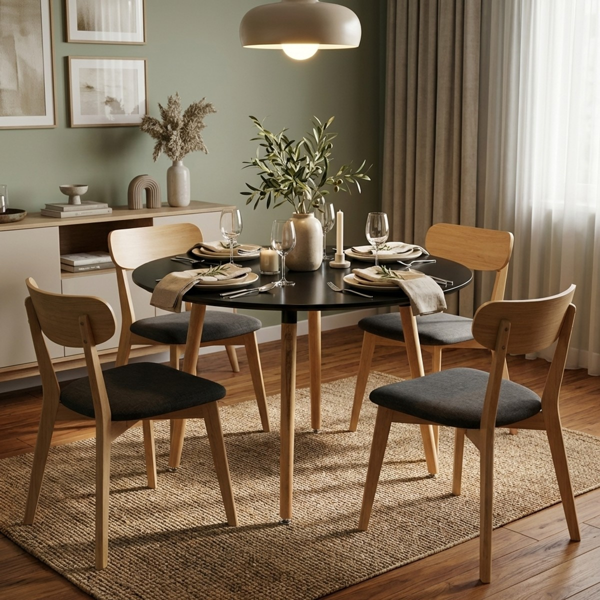 Mesa de madera redonda diseño madera 100cm cocina bar restaurante Moss