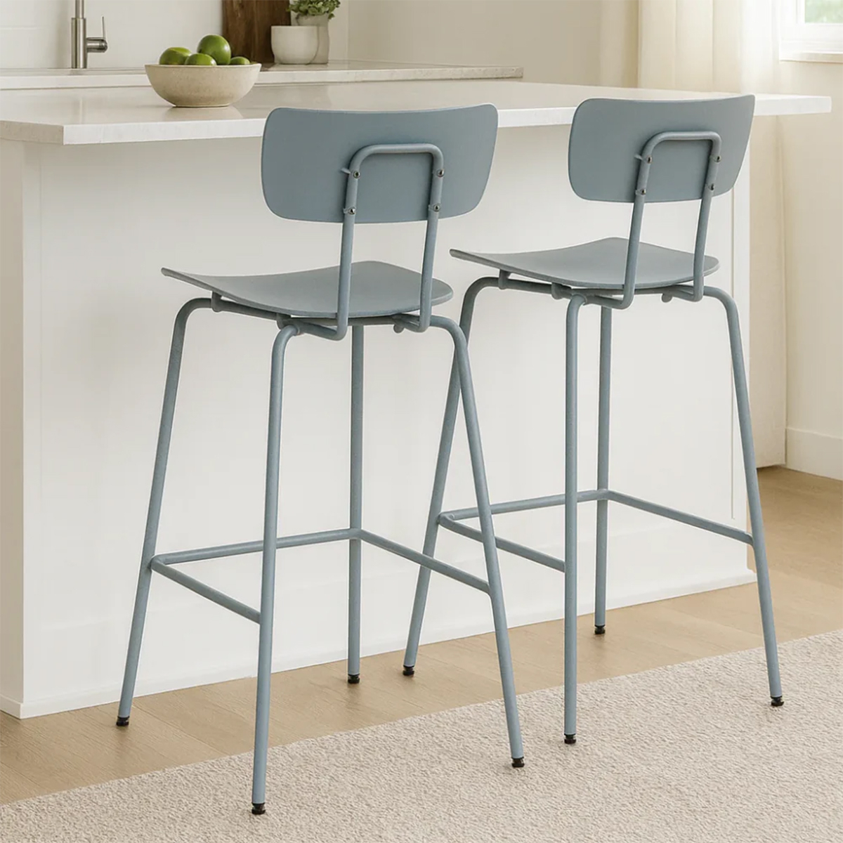 Set de 4 taburetes de cocina modernos de polipropileno y metal Peggy