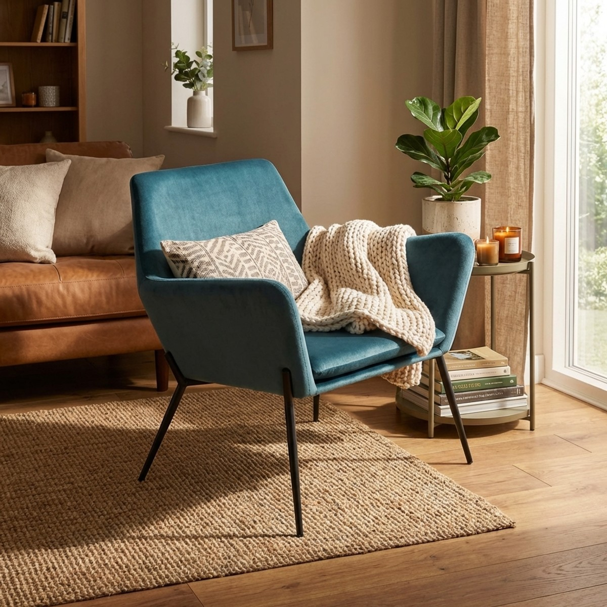 Moderne Samt-Polster­sessel für das Wohnzimmer Nova