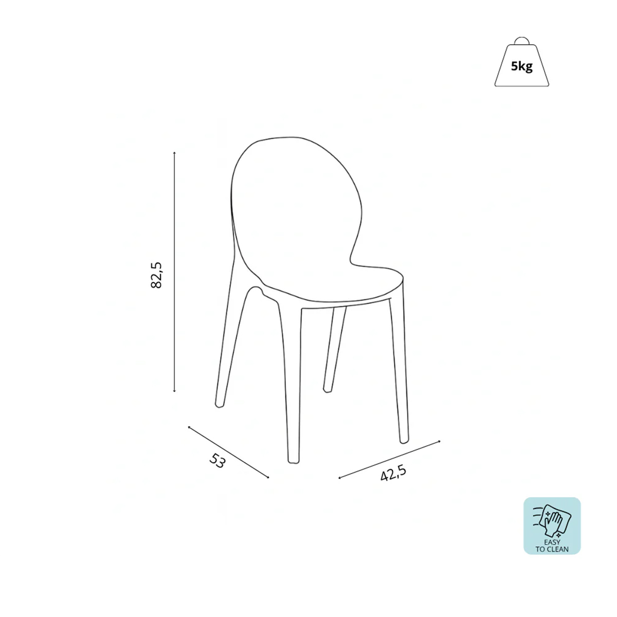 Set aus 4 Designerstühlen aus transparentem Polycarbonat Sparkle