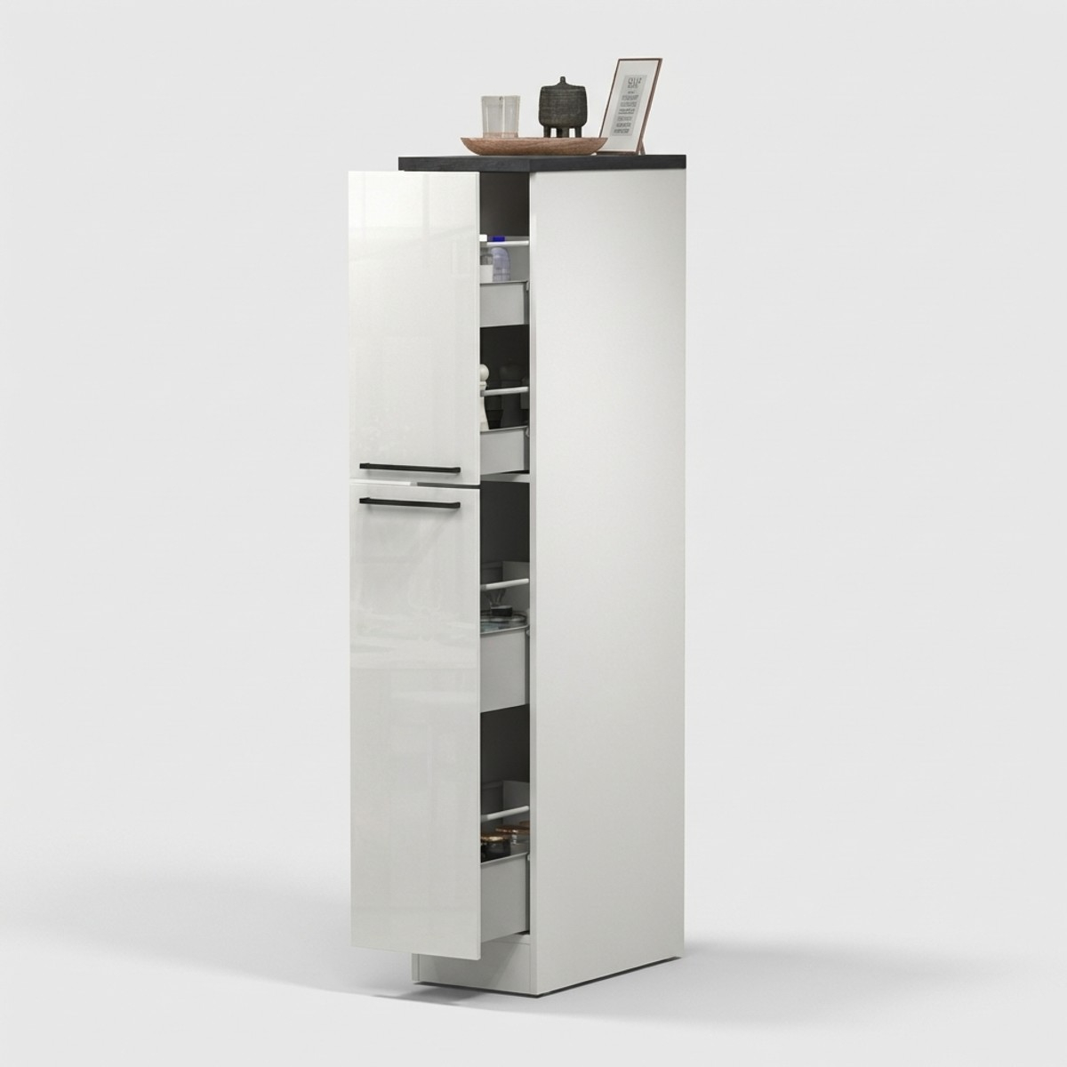 Apothekerschrank mit 2 Gewürzschubladen für moderne Küche 30x60x164,5 Trym