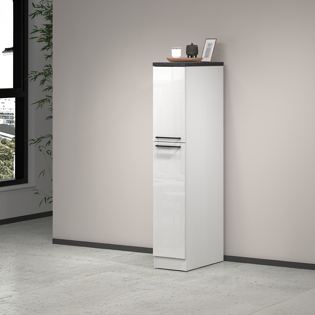 Apothekerschrank mit 2 Gewürzschubladen für moderne Küche 30x60x164,5 Trym